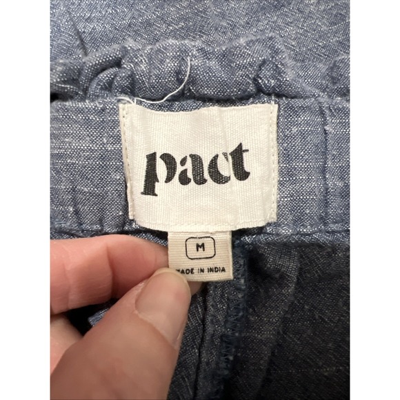 Pact Organic Cotton Pull On Pants Wide Leg Crop Drawstring Blue Boho Beach - Picture 3 of 6